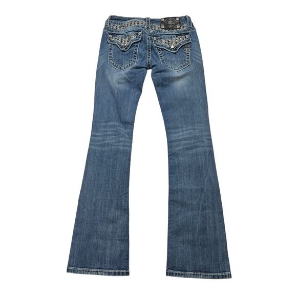 Miss‎ Me Jeans Bootcut JP5908BV Embellished Bling Flap Pocket Women's 27 Denim - Picture 3 of 14